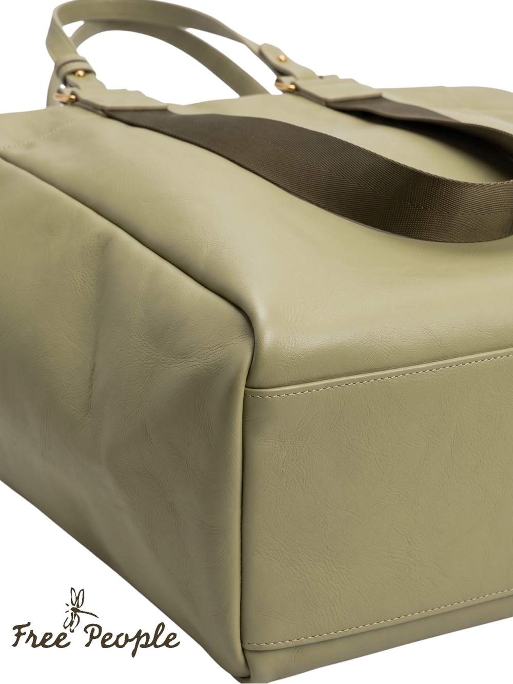 Free People Ventura Vegan Leather Large Tote Bag - Sage Green NIB - Picture 3 of 6